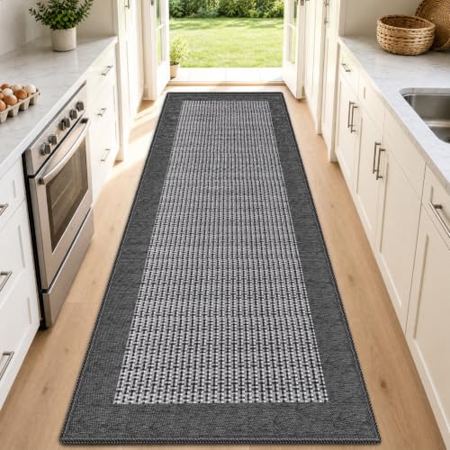 StepRite Kitchen Rugs, Kitchen Mats for Floor, 70"x20" Non-Slip Machine-Washable Kitchen Throw Rug, Absorbent Kitchen Runner Rugs Office, Kitchen Sink Standing Desk Mat, Kitchen Decor Carpet, Grey - color: Grey, size: 70"x20"