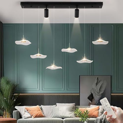 Siittoo 40" Modern LED Pendant Light, Dimmable Kitchen Island Light - color: Transparent,Black-Petal-34W