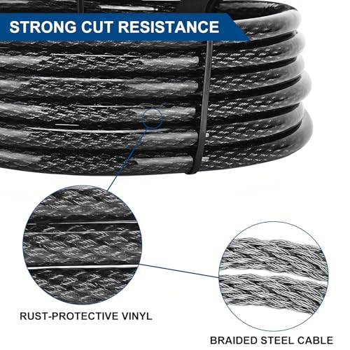 40ft x 3/8" Heavy Duty Cut-Proof Security Cable, Outdoor Equipment - size: 40ft