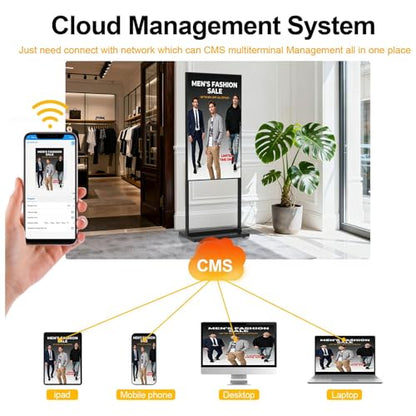 32 Inch Digital Signage Display, 700nits Menu Displays, Indoor Floor Standing Display, LCD Advertising Display, CMS Remote Publishing, U-Disk Plug & Play, APP, Android OS, HDMI in