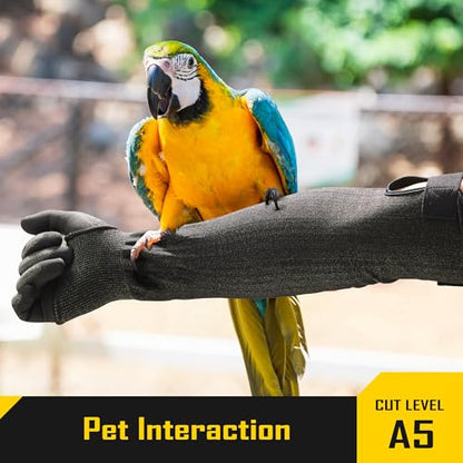 COOLJOB A5 Cut Resistant Touchscreen Work Gloves and Adjustable Arm Sleeves, No Glass Fiber&Steel, Construction, Gardening - size: Medium