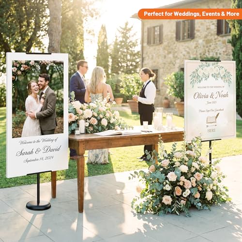 6Pack Adjustable Poster Stand for Display, Single-Sided Floor Pedestal Sign Holder, Poster Board Easel Stand up to 58", Welcome Sign Stand for Foam & Board, Wedding, Business & Events – Black - size: 6 Pack