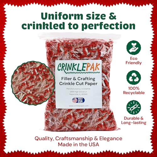 40LB Candy Cane Crinkle Cut Paper Shred USA Made - color: Candy Cane, size: 40 LB