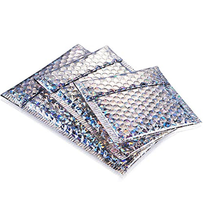 50 Pcs Bubble Mailers 3 Sizes, Bubble Shipping Envelopes, Glitter Silver - color: Glitter Silver