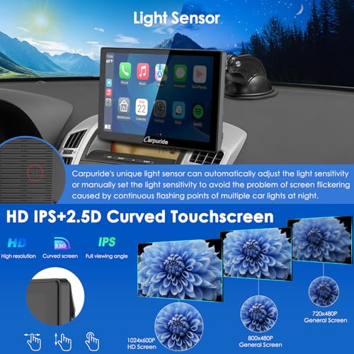 CARPURIDE 9 Inch Carplay Screen for Car, Compatible with Wireless/Wired - size: 9 inch