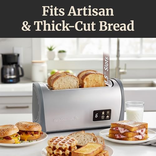 Elite Gourmet 4-Slice Long Slot Toaster, 1.5" Extra-Wide Slots, Touchscreen - color: Grey