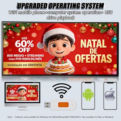 P5 Outdoor LED Sign 65"x34" - IP65 Waterproof Programmable led Sign Board WiFi & USB Control Full Color LED Scrolling Display Support Texts, Images& Video