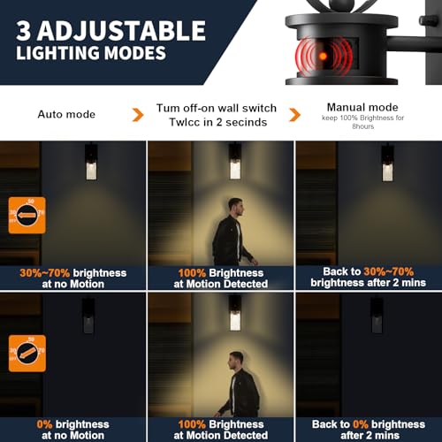 2 Pack Motion Sensor Outdoor Wall Lights Dusk to Dawn IP65 Black - color: Black, size: 2Pack