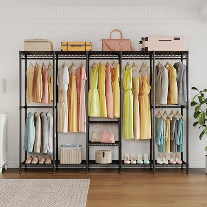 Higeego H5 Heavy Duty Clothes Rack, Black Clothing Rack for Hanging Clothes - color: Black