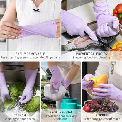 FINITEX Nitrile Disposable Latex-Free Gloves Purple 5mil 100PCS Cleaning - color: Purple (Large 100)