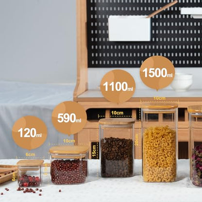 D2scrma 4oz/120ml Square Glass Spice Storage Containers with Lids 12-Pack - size: 4oz*12