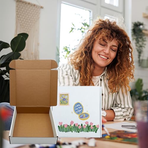 8x8x2 Inch Shipping Boxes Set of 25,White Corrugated Cardboard Mailers - size: 8x8x2 inches