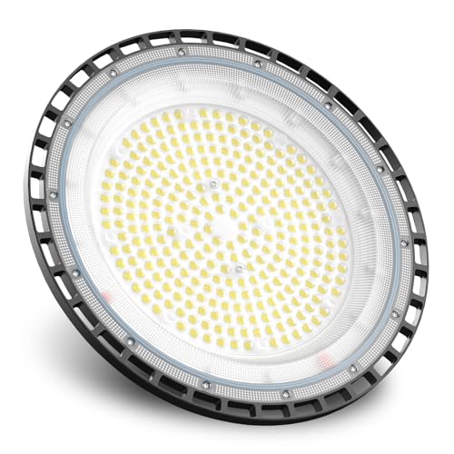 300w UFO LED High Bay Light 40,000lm5000K LED High Bay Lights with UL Listed USHook 5' Cable Alternative to 1200W MH/HPSIP65 Commercial Light Fixture for WarehouseWorkshop Barn Factory Gym - size: UFO300W-1