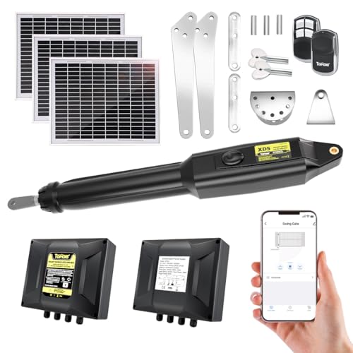 TOPENS XD551S Smart Solar Single Swing Gate Opener Medium Duty - size: 660lbs+Solar