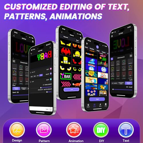 Rayhome Full Color Dual Row Programmable LED Sign, 24.6''x6.3'' Flexible 5V/2A USB Bluetooth APP Control LED Signs Custom Text Message Pattern Scrolling LED Display for Car Store. - size: 24.6 x 6.3 inches