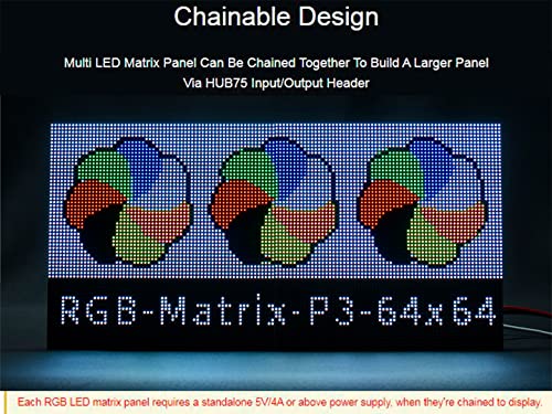 Flexible RGB Full-Color LED Matrix Panel 64x64, 4096 RGB LEDs, 3mm Pitch, Adjustable Brightness Chainable Design, Display Text/Colorful Image/Animation, for Raspberry Pi/Raspberry Pi Pico / ESP32 - color: 64x64-P 3MM Flexible