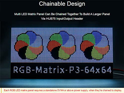Flexible RGB Full-Color LED Matrix Panel 64x64, 4096 RGB LEDs, 3mm Pitch, Adjustable Brightness Chainable Design, Display Text/Colorful Image/Animation, for Raspberry Pi/Raspberry Pi Pico / ESP32 - color: 64x64-P 3MM Flexible