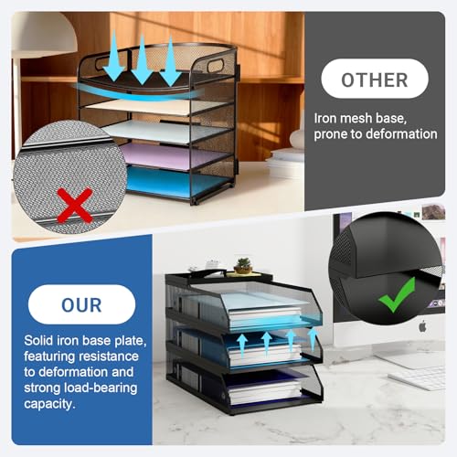 Natwind 3-Tier Stackable Metal Mesh Desk Paper Tray Organizer,Black - color: Black, size: 3 tier
