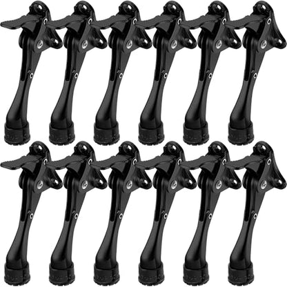 Chumia Heavy Duty Kick Down Door Stopper Metal Doorstop, Black, 12 Pcs - color: Black