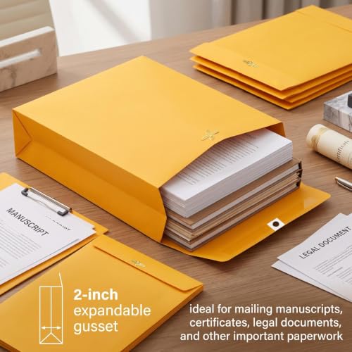 Motipuns 20 Pack 10×13 Inches Expandable up to 2 In Large Manila Envelopes - size: 10×13 Inches