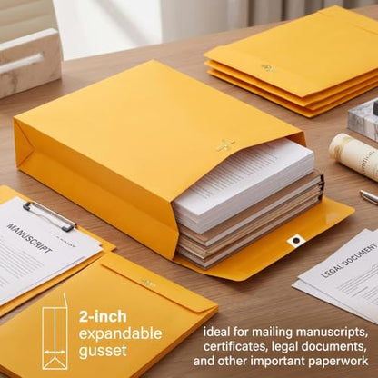Motipuns 20 Pack 10×13 Inches Expandable up to 2 In Large Manila Envelopes - size: 10×13 Inches
