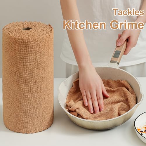 Jessy Home 80 Pack Microfiber Cleaning Cloth Roll Reusable Paper Towels 12"x12" Tear Away Cloth, Microfiber Towels for Cars, Wash Cloths, Lint Free Rags for House, Kitchen,Window,Cleaning Supplies - color: Dark Brown