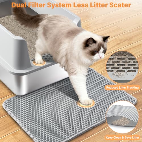2PCS Stainless Steel Litter Box, XL Cat Litter Box for Big Cat - color: 2PCS XL-lid box