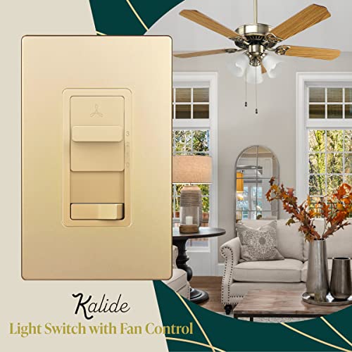 TOPGREENER Ceiling Fan Control and Light Switch, 3-Speed, Gold - color: Gold, size: Light Switch with Fan
