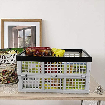 34 L Foldable Plastic Collapsible Crate, Stackable Storage Crate, 3 Packs