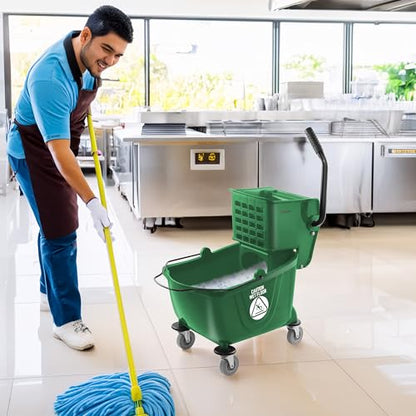 Dryser Commercial Mop Bucket with Side Press Wringer, 26 Quart, Green - color: Green