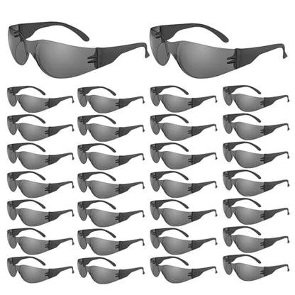 WFEANG 30 Pack Smoke Safety Glasses for Men Women, ANSI Z87.1 Work Glasses - color: 30grey