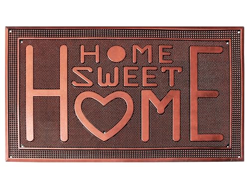 A1HC Rubber Welcome Doormat for Outdoor Indoor Entrance, Non-Slip Backing Front Door Mat for High Traffic Area Use, Fun Designed Entrymat, 24"x39" Pin Mats - color: Home Sweet Home Red/Bronze