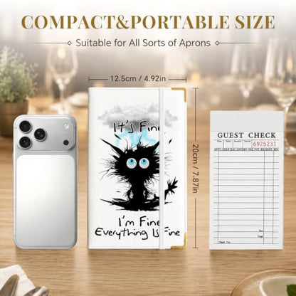 Server Book,7 Pocket Zipper Organizer,Server Books for Waitress - color: Funny Cat