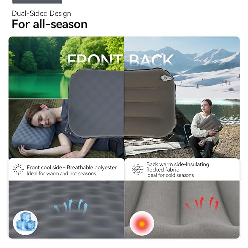 MARCHWAY Lightweight Compact Inflatable Camping Pillow with Soft Foam Top - color: Grey