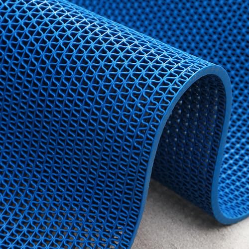 Pool Mat Non Slip Drainage Floor Mats 3x10 Ft PVC Commercial Heavy Duty Anti Slip Anti-Fatigue Pads Bathroom Garage Restaurant Patio Basement Outdoor Indoor Door Rug Entrance Mat,Blue, 3×10ft/0.9*3M - color: Blue