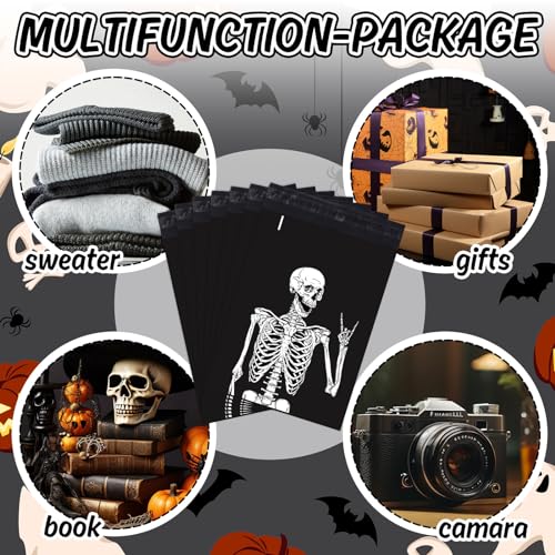 JarThenaAMCS 100Pcs Halloween Poly Mailers 10 x 13 Inch Skeleton Packaging Bags Self Seal Mailing Envelope Bags for Small Business Clothing Gift - style: skeleton