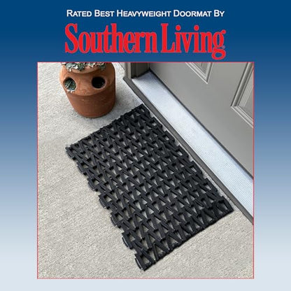Durable Corporation Durite Outdoor Entrance Mat, Recycled Rubber Tire-Link Doormat, Heavy Duty Straight Weave Drainage Mat, Black, 17" x 25" - size: 25"L x 17"W x 0.6"Th