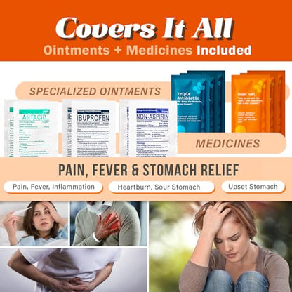EVERLIT 400 Pcs OSHA Compliant First Aid Kit (Orange) - color: Orange