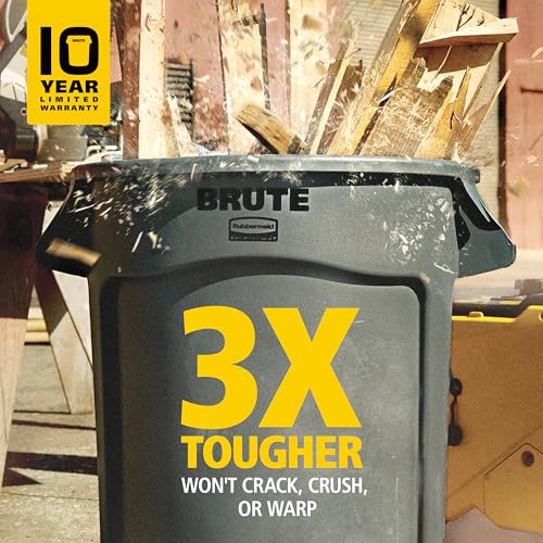 Rubbermaid Commercial Products BRUTE Heavy-Duty Round Garbage Can with Venting Channels, 44 Gallon, White, Waste Container for Landscapers/Construction Sites/Restaurants/Offices/Warehouses/Home - color: White, size: 44 Gallon
