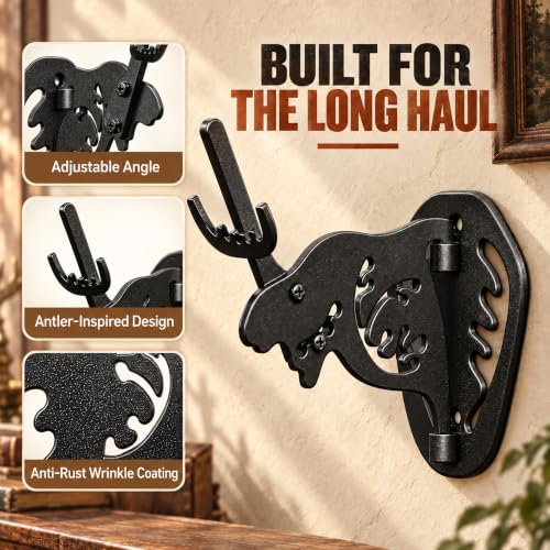MSSOHKAN European Mount Skull Hanger – Adjustable Deer Skull Mount Wall Bracket, Antler Style Trophy Display for Antelope, Hog, Bear – Heavy-Duty Steel - color: Black