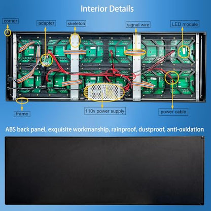P10 77"X14"Programmable Led Sign Custom Scrolling Outdoor Digital Display Signs For Business Electronic Message Board Creen Panel Wifi Control Advertising Signage - size: P10 77"x14" Indoor & Outdoor