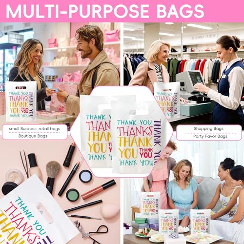 9x12 White Thank You Bags for Small Business with Colorful Font, 100PCS - color: Colorful Thank You Bags