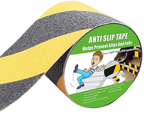 Yorwe Anti Slip Tape Stairs & Ramps, Traction Grip(4" x 190", Black/Yellow) - color: Black / Yellow, size: 4" Width x 190" Long