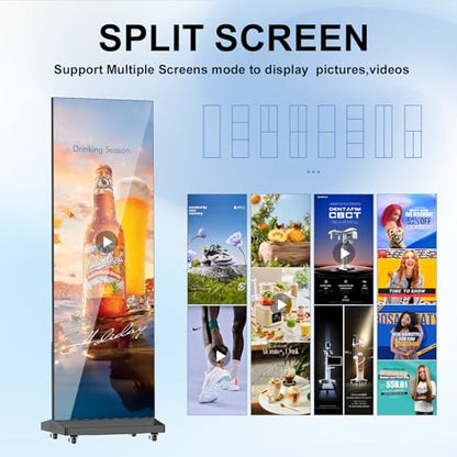 80 Inch LED Digital Signage Display with P1.86, LED Poster Screen Frameless Splicing, Advertising Display GOB LED Screen with Flight Case for Giant Commercial Events & Rentals (Black, 2 Unit) - color: Black, size: 2 Unit