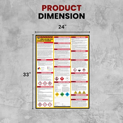 Performore Bilingual SDS Safety Poster Set Spanish English 2 Pack 24x33 Workplace Hazard Communication Sign UV Coated Paper OSHA Reference Chart