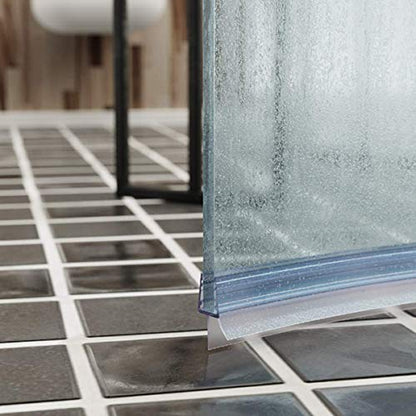 Frameless Shower Door Bottom Seal with Drip Rail 3/8" Thick Glass 27.5" Long Sweep - Glass Door Seal Strip Stop Shower Leaks - size: 3/8"(10mm)