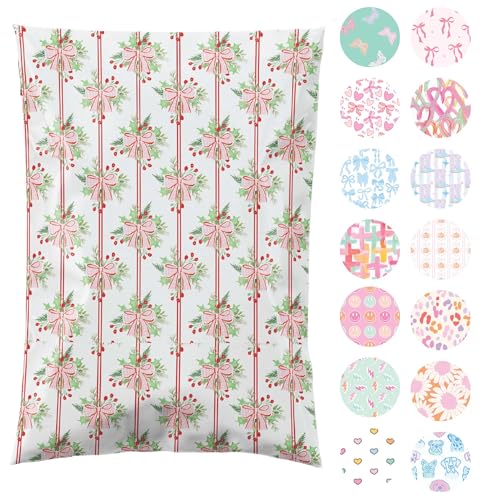 Pretty Package Store Poly Mailers 6x9, Christmas Bows, 100 Pack - color: Christmas Bows, size: 6x9