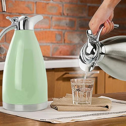 68 Oz Stainless Steel Thermal Carafe - Double Walled Vacuum Insulated Thermos/Carafe with Lid - Coffee/Tea Carafe Heat & Cold Retention - 2 Liter (Green) - color: Green