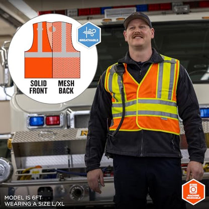 Ergodyne Public Safety Reflective Vest, High Visibility, ANSI Compliant, Breakaway, S/M, GloWear 8245PSV - color: Orange, size: Small-Medium