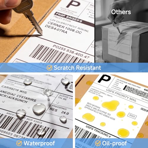 Thermal Shipping Labels 4x6, 500 Sheets Fanfold Direct Thermal Labels, Perforated & Strong Adhesive Mailing Labels Compatible with Rollo, MUNBYN, Nelko, Zebra Printer (Commercial Grade)